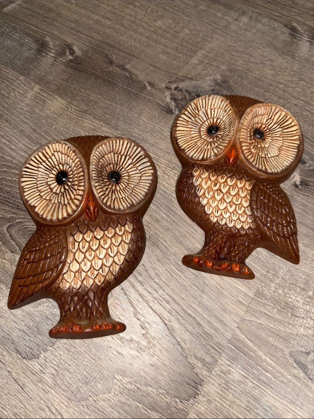 Vintage 1970s HOMCO Foamcraft Wise Old Owl Wall Plaques Kitsch Cottagecore